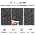 Canapé 2 places KINWELL en tissu bouclé avec coussins