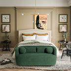 Canapé 2 places KINWELL en tissu bouclé avec coussins