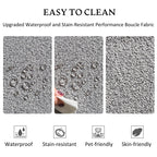 Canapé 2 places KINWELL en tissu bouclé avec coussins