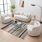 Canapé 2 places KINWELL en tissu bouclé avec coussins