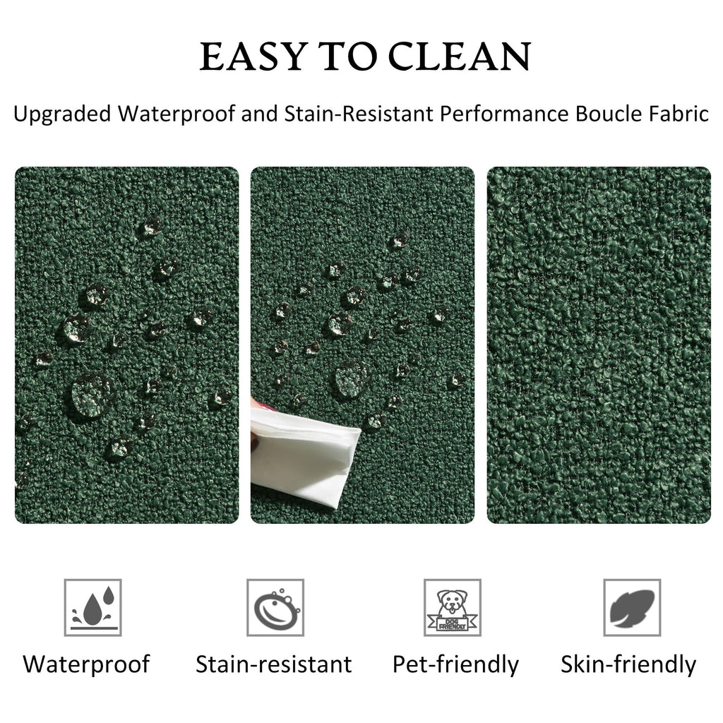 Canapé 2 places KINWELL en tissu bouclé avec coussins