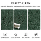 Canapé 2 places KINWELL en tissu bouclé avec coussins