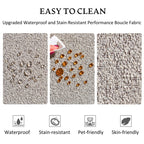 Canapé 2 places KINWELL en tissu bouclé avec coussins