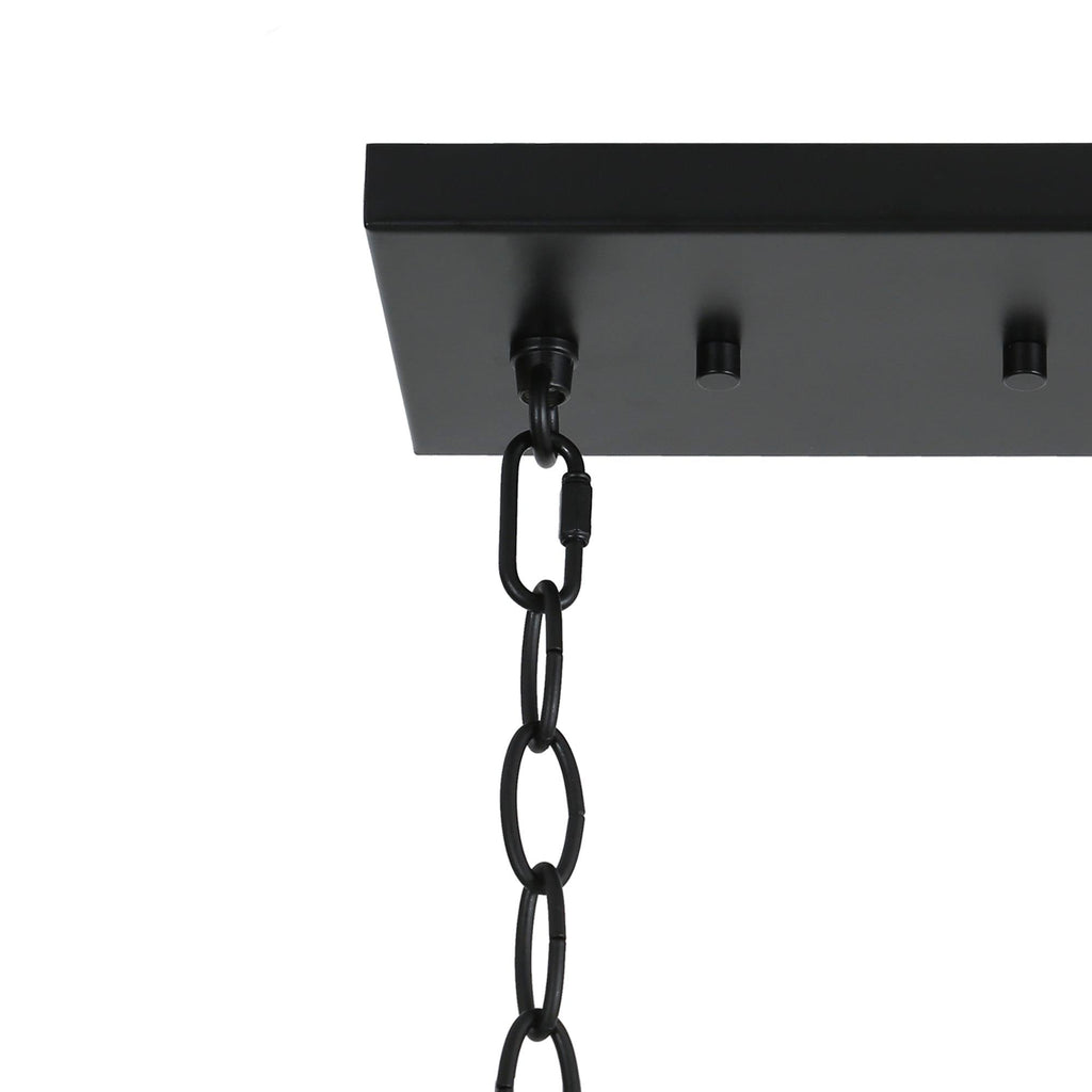 Luminaire suspendu linéaire moderne Kasy à 5 lumières, verre texturé, design unique, idéal pour îlot de cuisine.