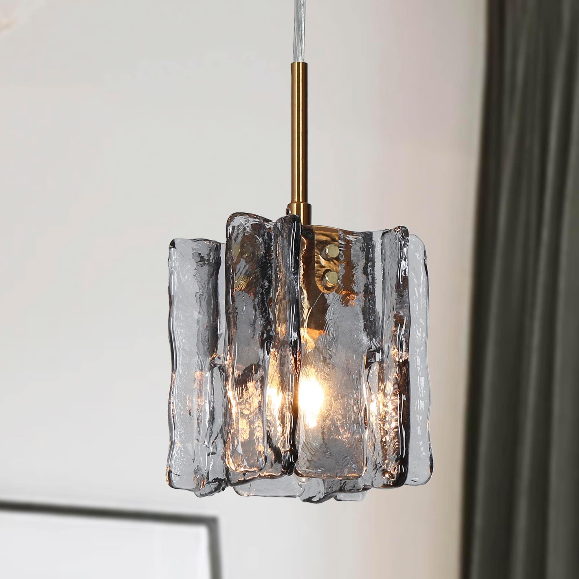 Suspension moderne Kasy à 1 lumière, luminaire en verre pour îlot de cuisine, salle à manger