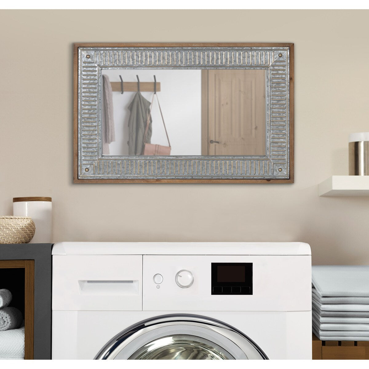 Kate and Laurel Deely Miroir mural en bois et métal