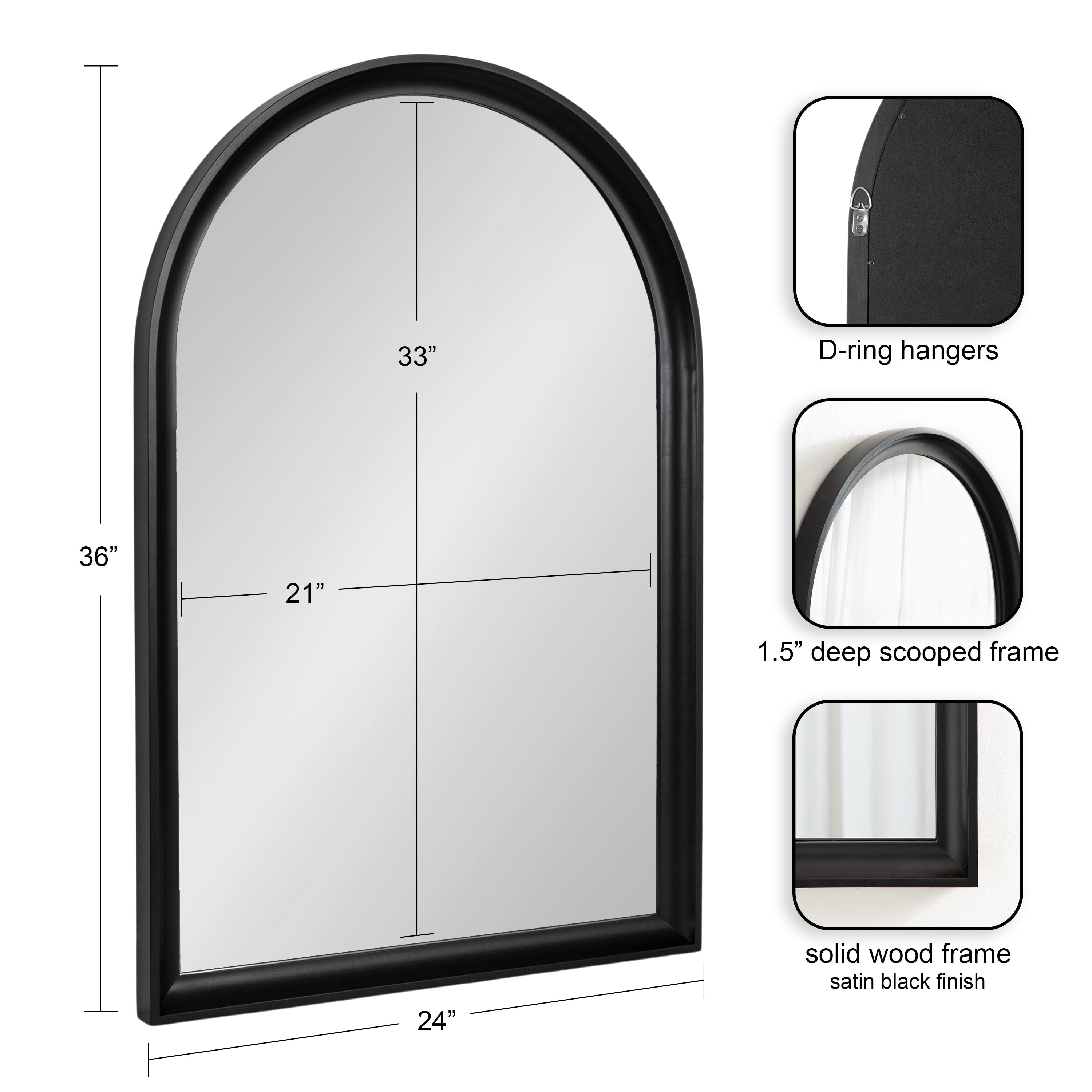 Miroir mural en bois à arche de Kate and Laurel, modèle Hatherleigh