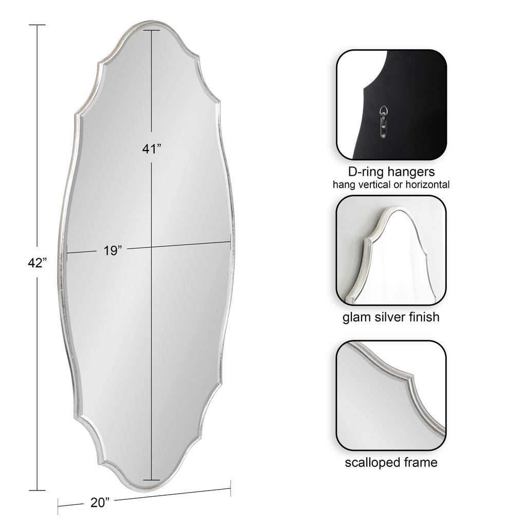 Kate and Laurel Leanna Miroir mural ovale à bords festonnés