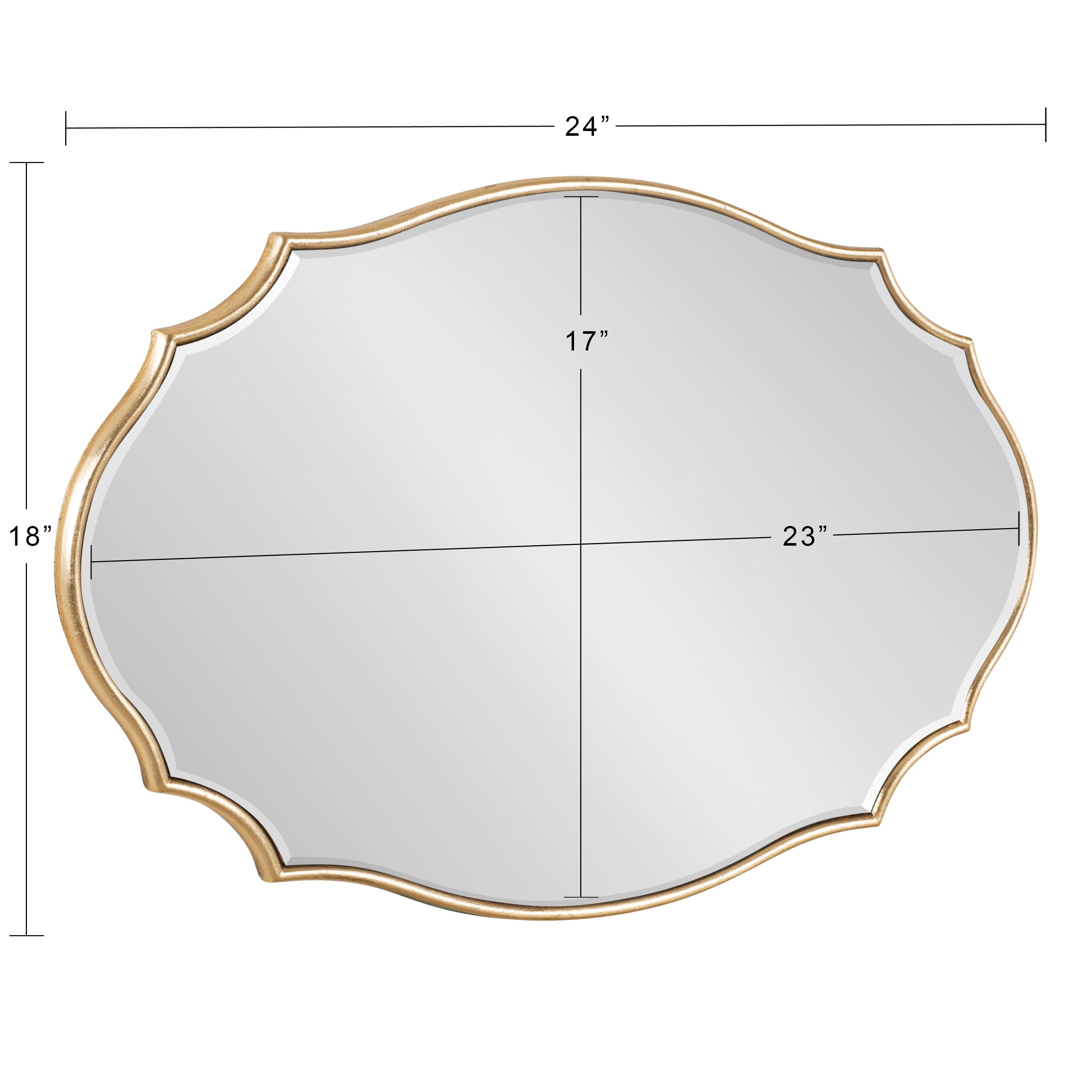 Kate and Laurel Leanna Miroir mural ovale à bords festonnés