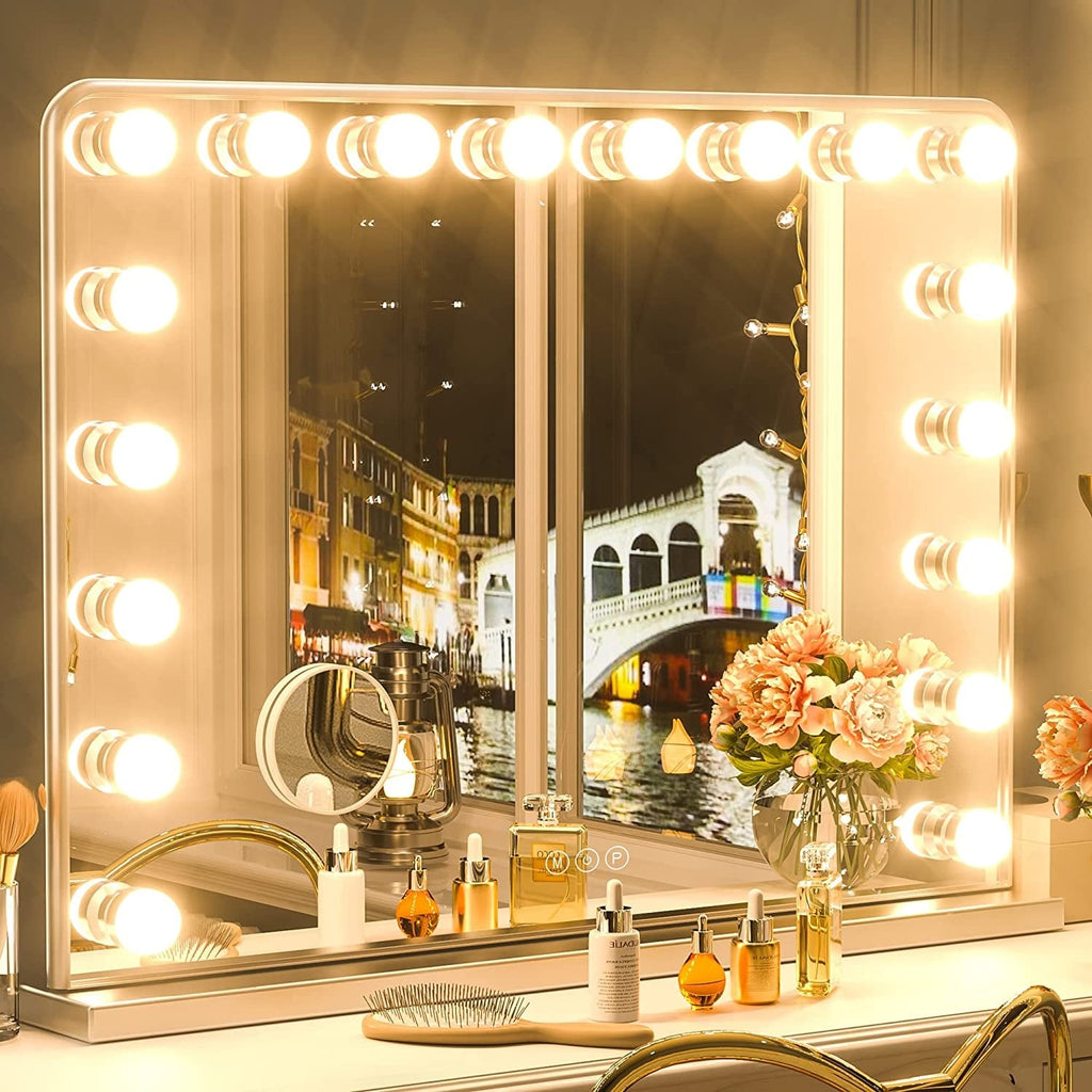 Keonjinn Miroir de maquillage LED Hollywood avec 15/18 lumières LED