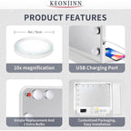 Keonjinn Miroir de maquillage LED Hollywood avec 15/18 lumières LED