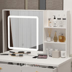 Ensemble de coiffeuse de maquillage Kerrogee avec miroir éclairé réglable et tabouret - 39,4L x 19,7l x 53,5H