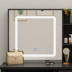 Ensemble de coiffeuse de maquillage Kerrogee avec miroir éclairé réglable et tabouret - 39,4L x 19,7l x 53,5H