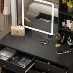 Ensemble de coiffeuse de maquillage Kerrogee avec miroir éclairé réglable et tabouret - 39,4L x 19,7l x 53,5H