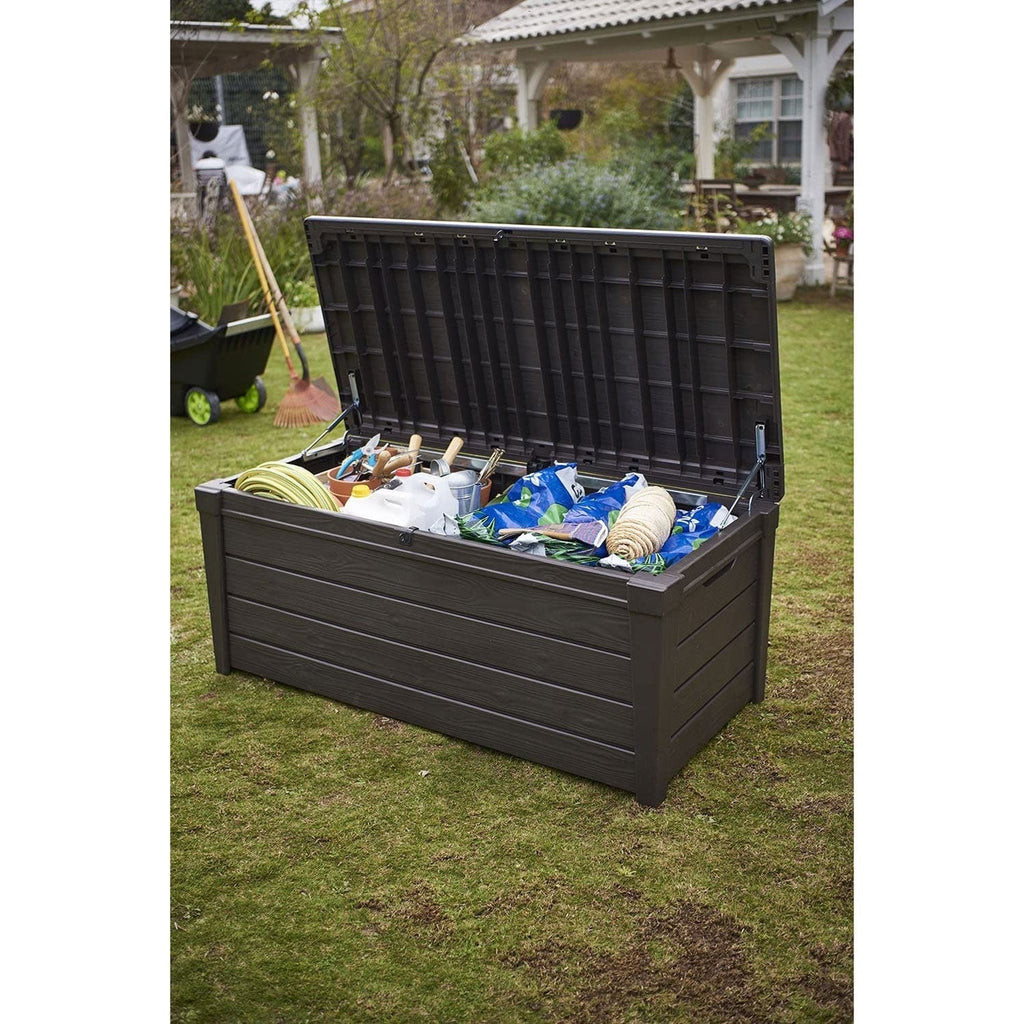 Keter Brightwood 120 gal, banc de rangement en résine pour terrasse, résistant aux intempéries, marron - 40