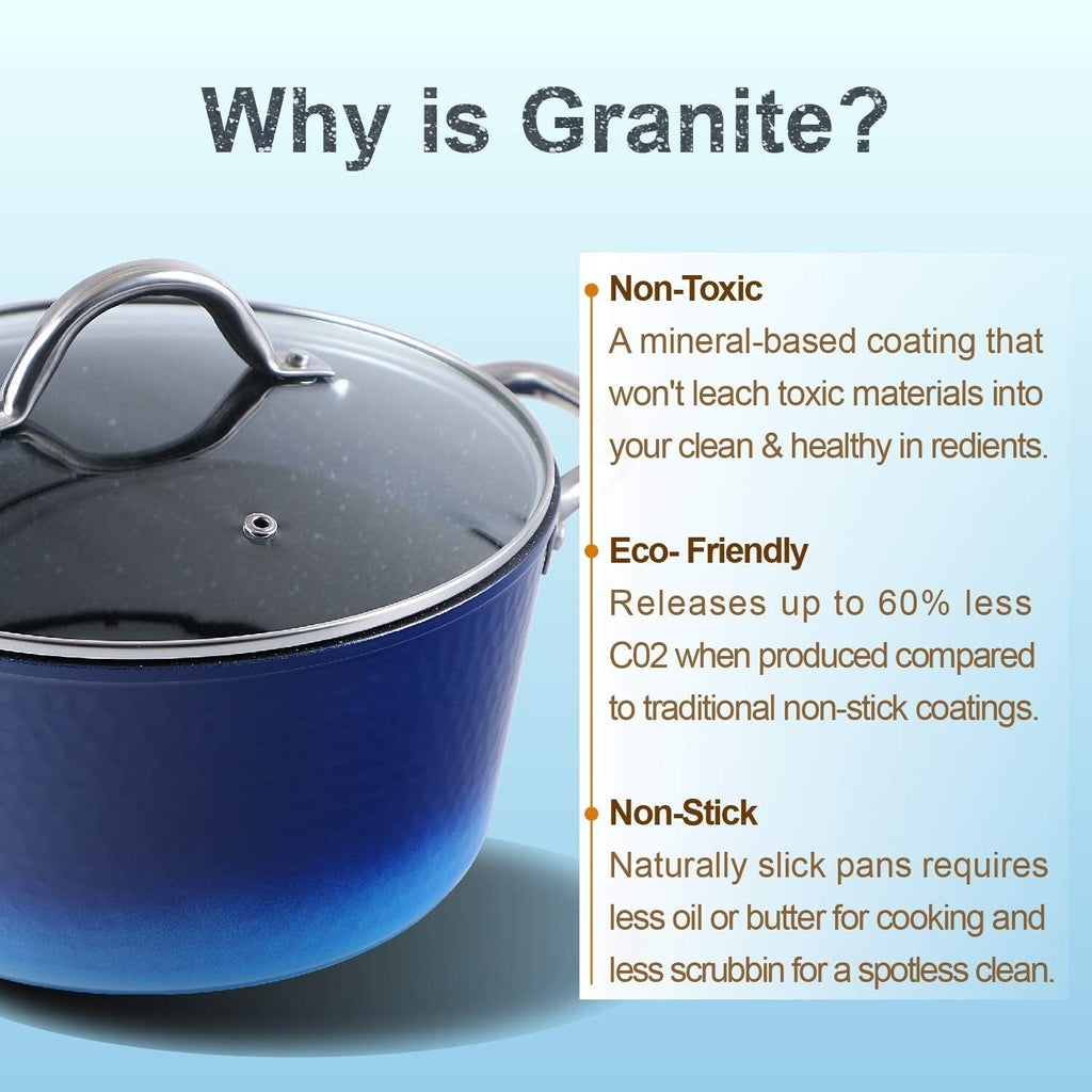 Ensemble de cuisine 15 pièces Kitchen Academy avec revêtement antiadhésif en granit