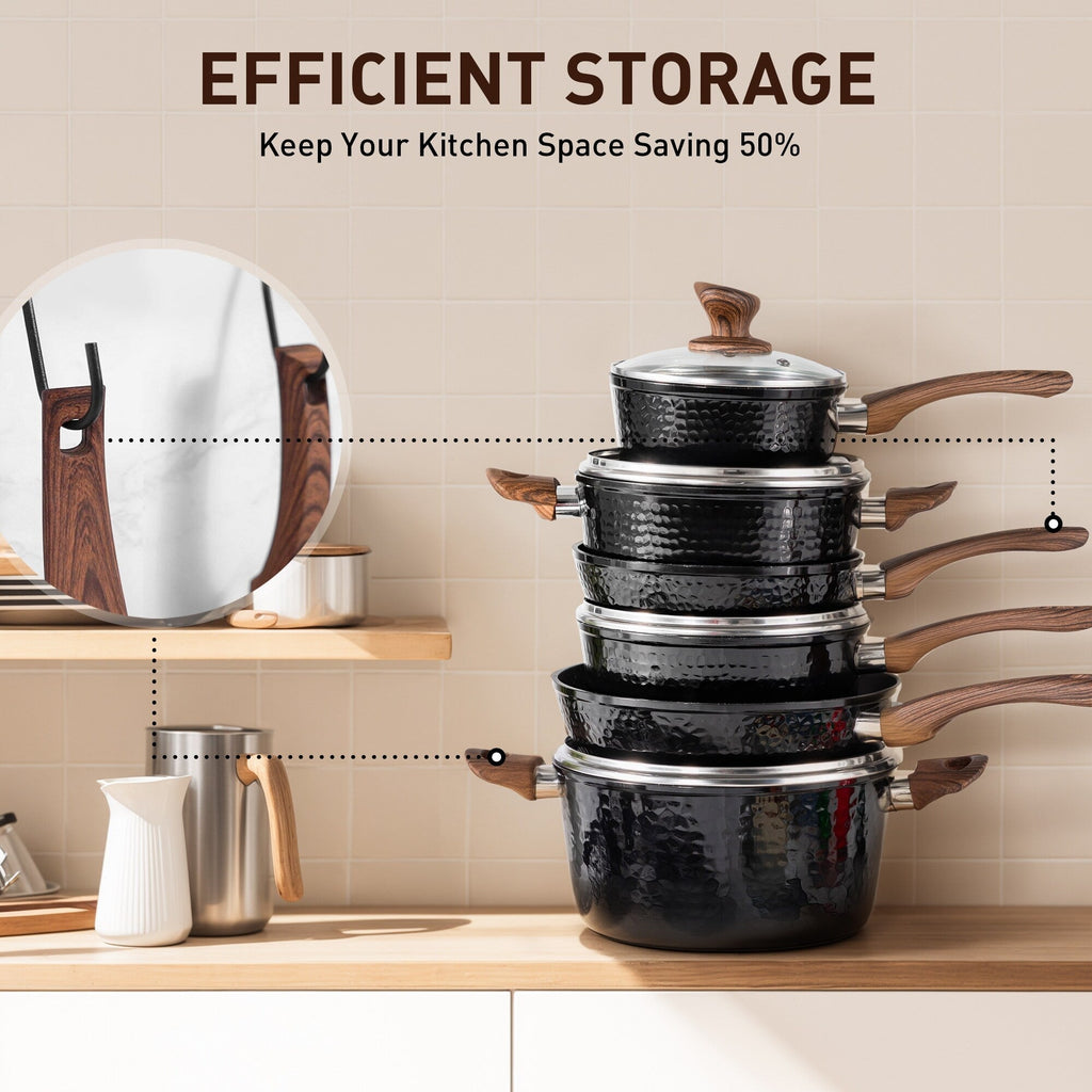 Ensemble de cuisine 15 pièces Kitchen Academy avec revêtement antiadhésif en granit