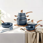 Ensemble de casseroles et poêles antiadhésives, ensemble de cuisine en granit, 12 pièces.