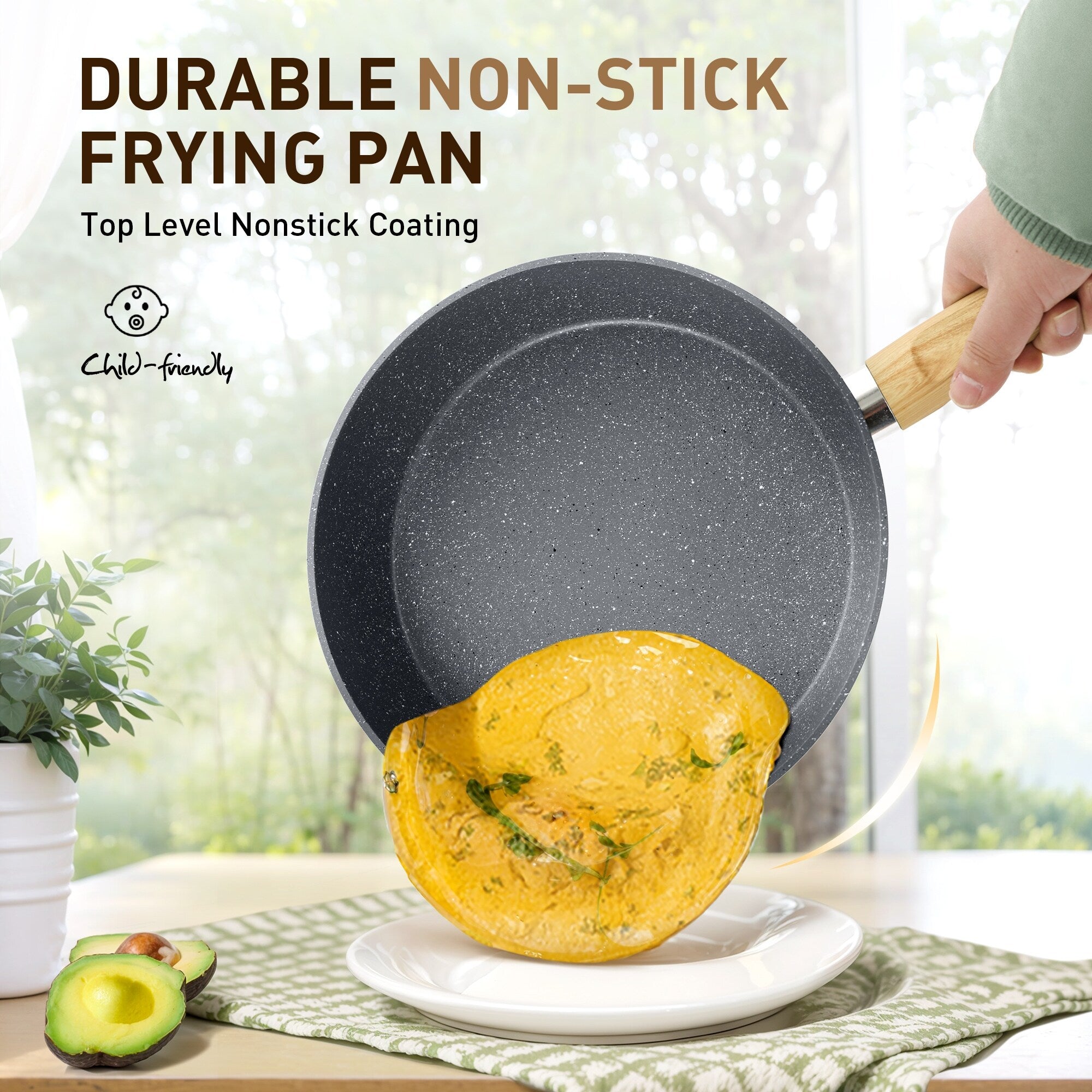 Ensemble de casseroles et poêles antiadhésives, ensemble de cuisine en granit, 12 pièces.