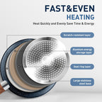 Ensemble de casseroles et poêles antiadhésives, ensemble de cuisine en granit, 12 pièces.