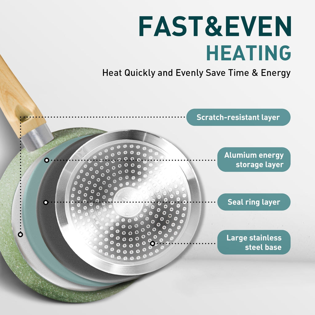 Ensemble de casseroles et poêles antiadhésives, ensemble de cuisine en granit, 12 pièces.