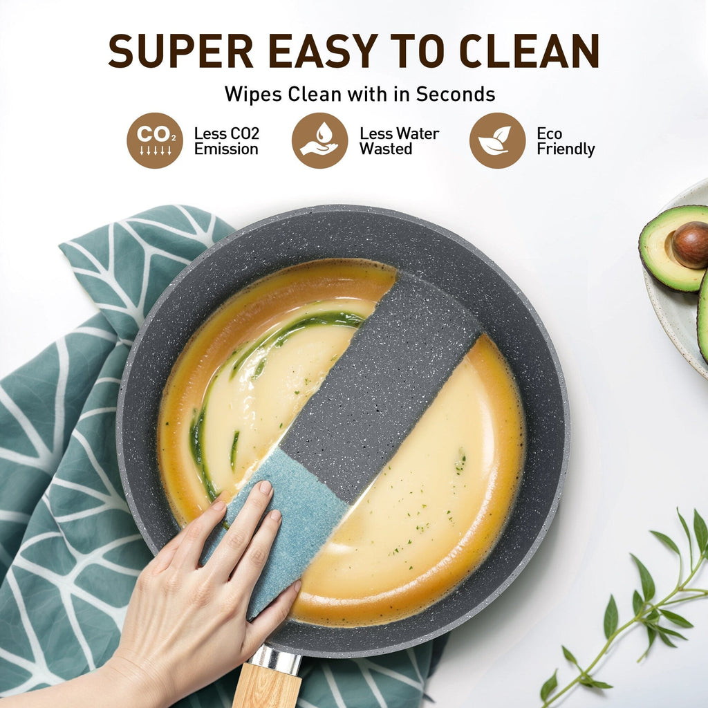 Ensemble de casseroles et poêles antiadhésives, ensemble de cuisine en granit, 12 pièces.