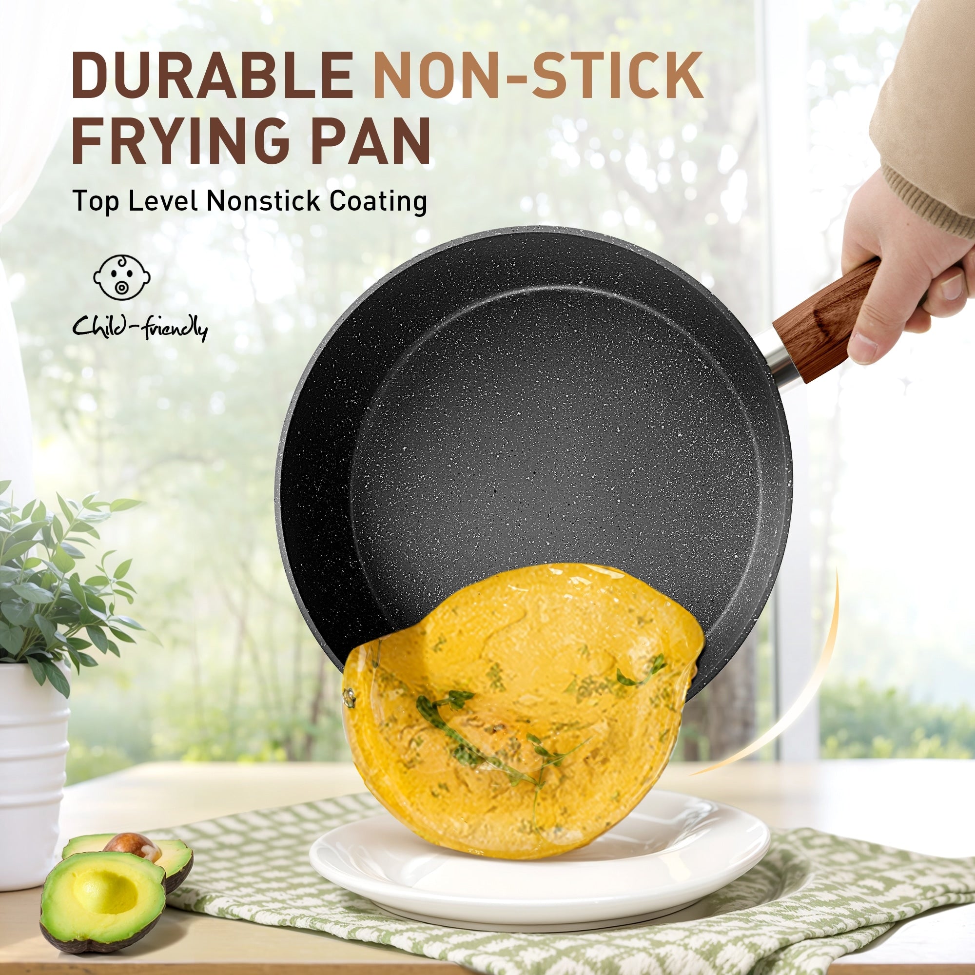 Ensemble de casseroles et poêles en granit pour cuisine, ensemble de casseroles antiadhésives, 12/15/30 pièces