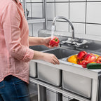 Évier de cuisine en acier inoxydable, cuve à compartiments, évier commercial autoportant