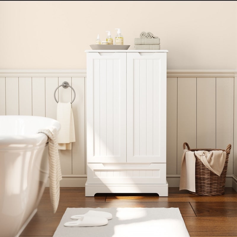Armoire de rangement pour cuisine, armoire de rangement pour salle de bain à poser avec 2 portes et tiroirs