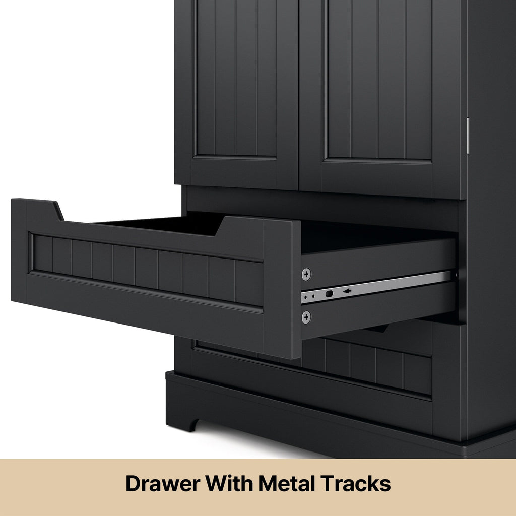 Armoire de rangement pour cuisine, armoire de rangement pour salle de bain à poser avec 2 portes et tiroirs