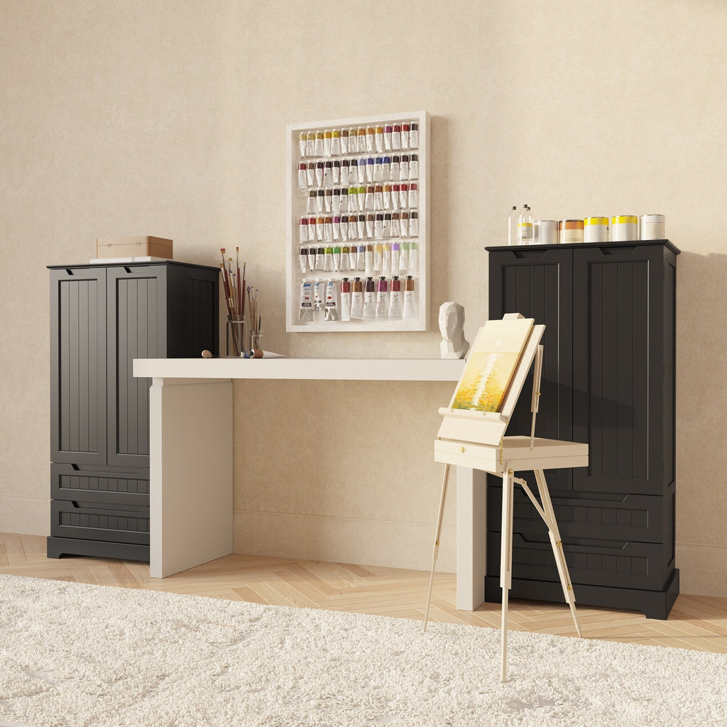 Armoire de rangement pour cuisine, armoire de rangement pour salle de bain à poser avec 2 portes et tiroirs