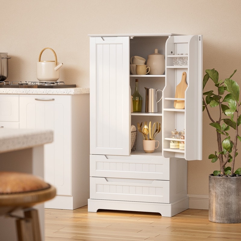 Armoire de rangement pour cuisine, armoire de rangement pour salle de bain à poser avec 2 portes et tiroirs