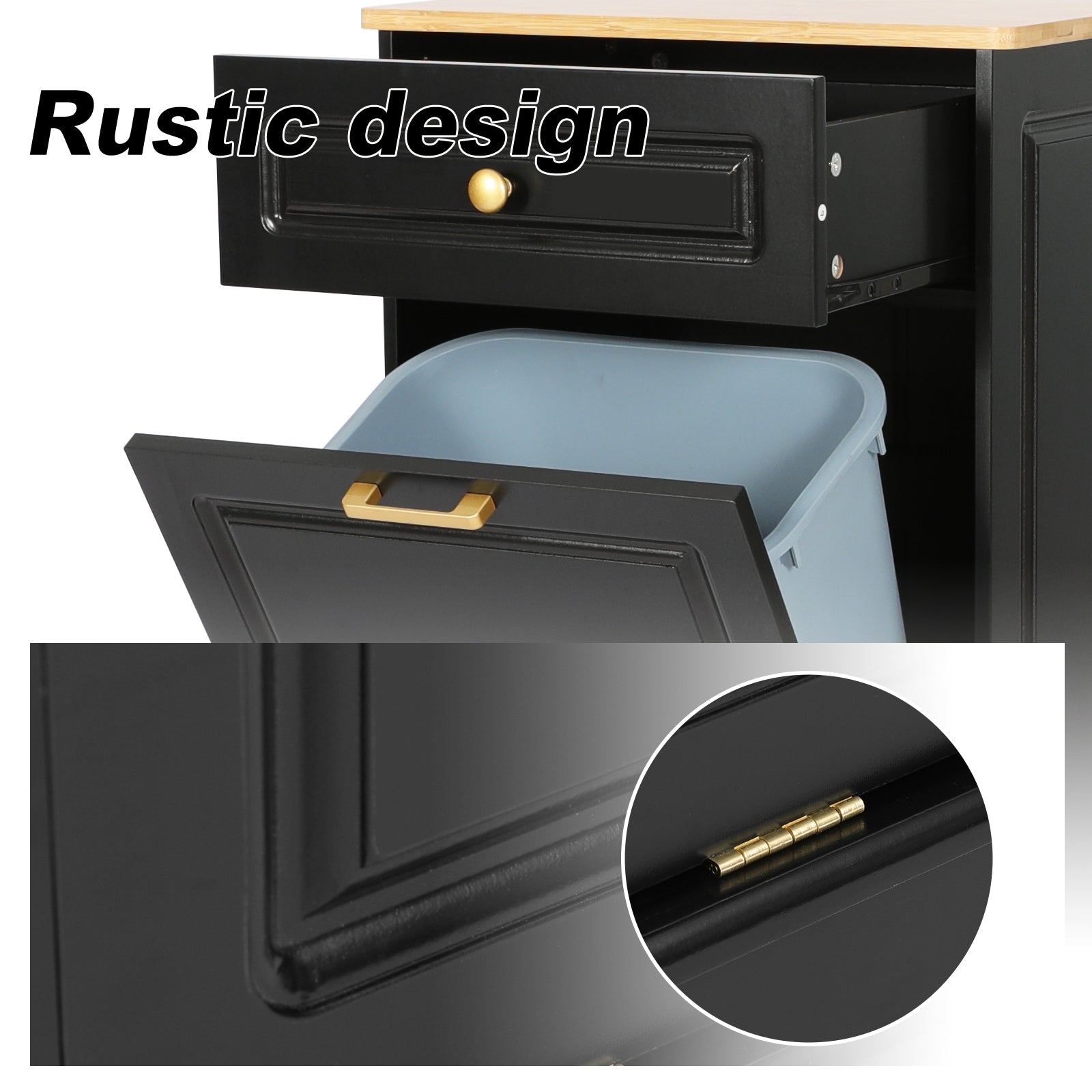 Poubelle de cuisine à bascule, bac à poubelles, rangement, paniers à déchets en bois pour comptoir avec tiroir