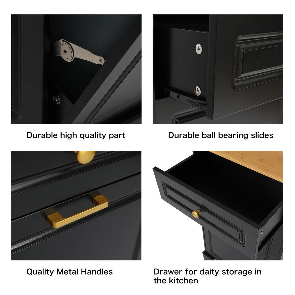 Poubelle de cuisine à bascule, bac à poubelles, rangement, paniers à déchets en bois pour comptoir avec tiroir