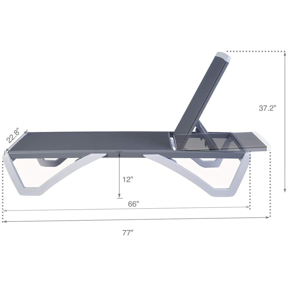 Chaise longue de jardin inclinable et réglable Kozyard Alan, entièrement en aluminium et avec pieds en résine de polypropylène.