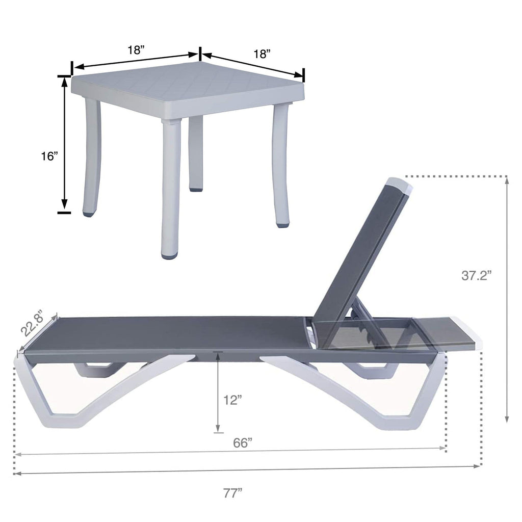 Chaise longue de jardin inclinable et réglable Kozyard Alan, entièrement en aluminium et avec pieds en résine de polypropylène.