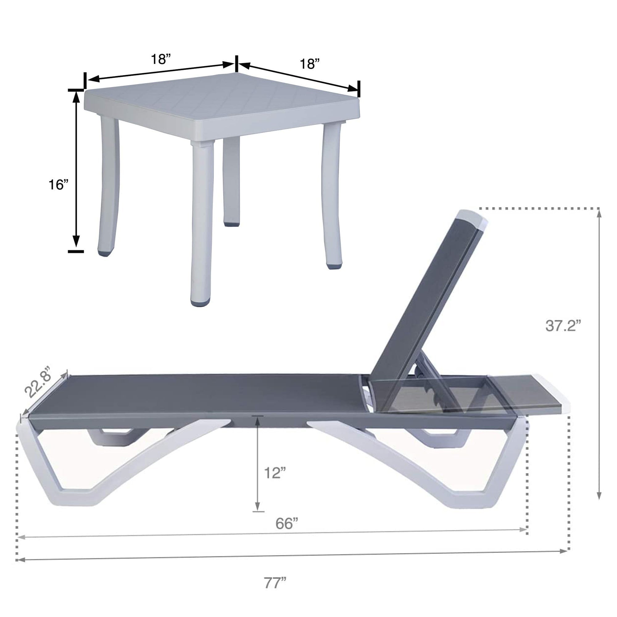 Chaise longue de jardin inclinable et réglable Kozyard Alan, entièrement en aluminium et avec pieds en résine de polypropylène.