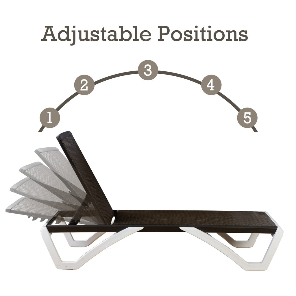 Chaise longue de jardin inclinable et réglable Kozyard Alan, entièrement en aluminium et avec pieds en résine de polypropylène.