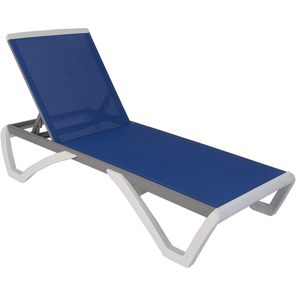 Chaise longue de jardin inclinable et réglable Kozyard Alan, entièrement en aluminium et avec pieds en résine de polypropylène.