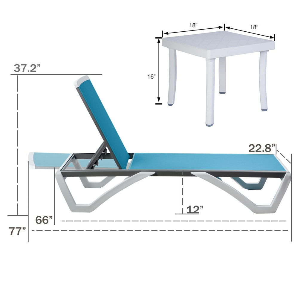 Chaise longue de jardin inclinable et réglable Kozyard Alan, entièrement en aluminium et avec pieds en résine de polypropylène.