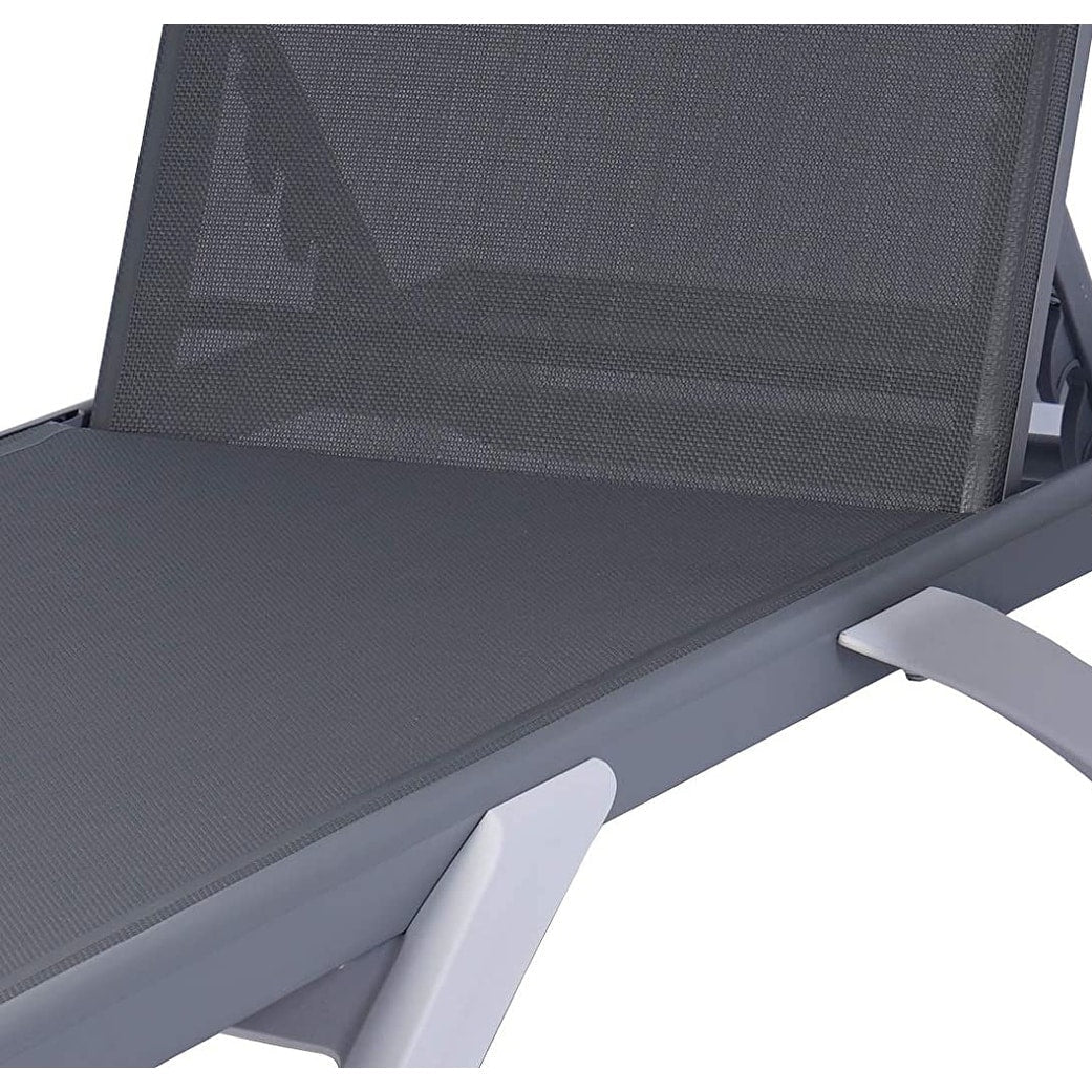 Chaise longue de jardin inclinable et réglable Kozyard Alan, entièrement en aluminium et avec pieds en résine de polypropylène.
