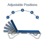 Chaise longue de jardin inclinable et réglable Kozyard Alan, entièrement en aluminium et avec pieds en résine de polypropylène.
