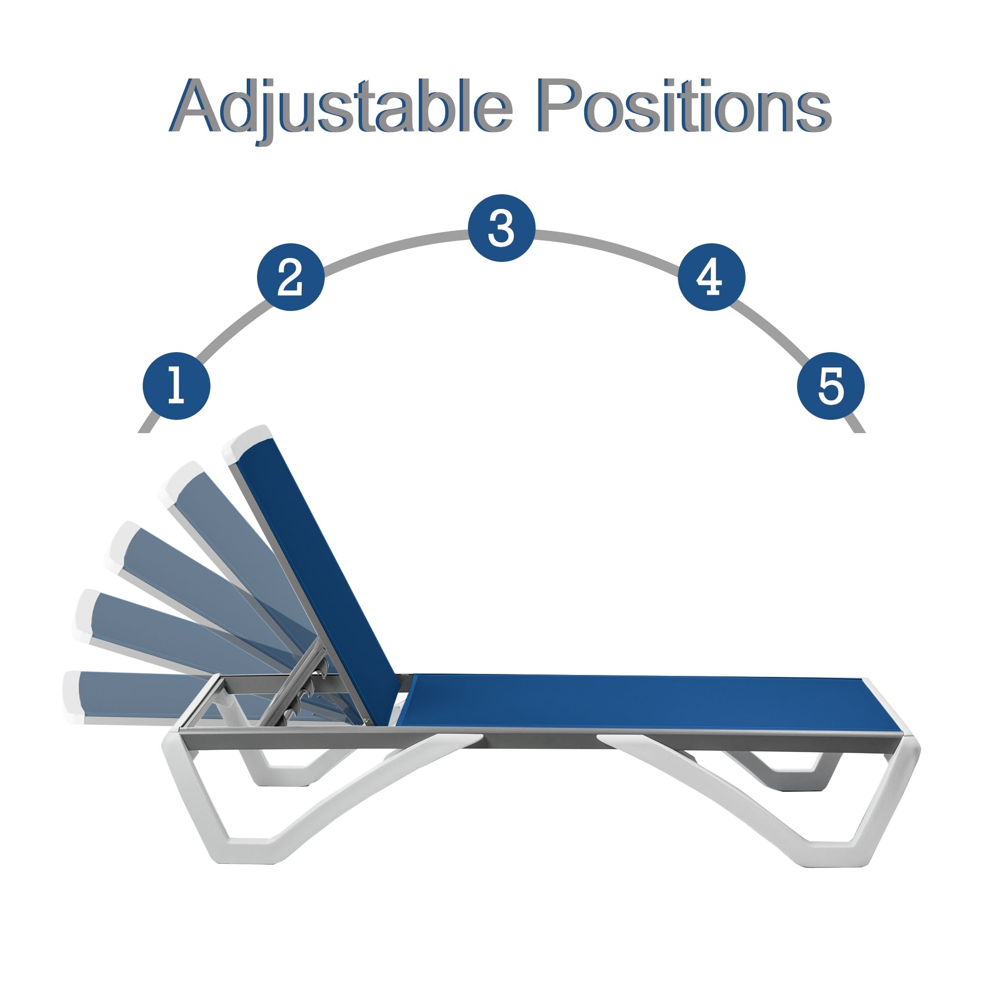 Chaise longue de jardin inclinable et réglable Kozyard Alan, entièrement en aluminium et avec pieds en résine de polypropylène.