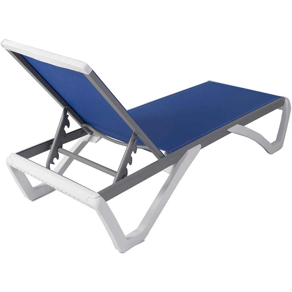 Chaise longue de jardin inclinable et réglable Kozyard Alan, entièrement en aluminium et avec pieds en résine de polypropylène.
