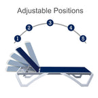 Chaise longue de jardin inclinable et réglable Kozyard Alan, entièrement en aluminium et avec pieds en résine de polypropylène.