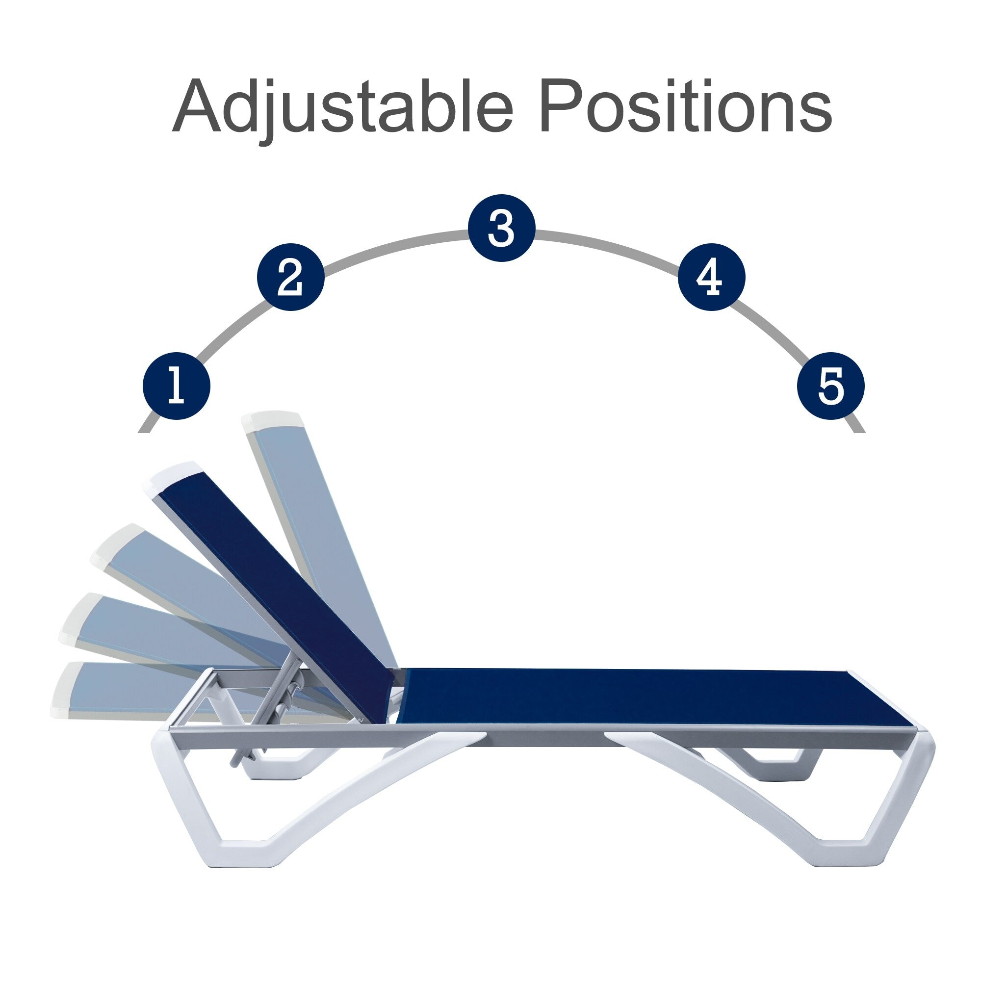 Chaise longue de jardin inclinable et réglable Kozyard Alan, entièrement en aluminium et avec pieds en résine de polypropylène.