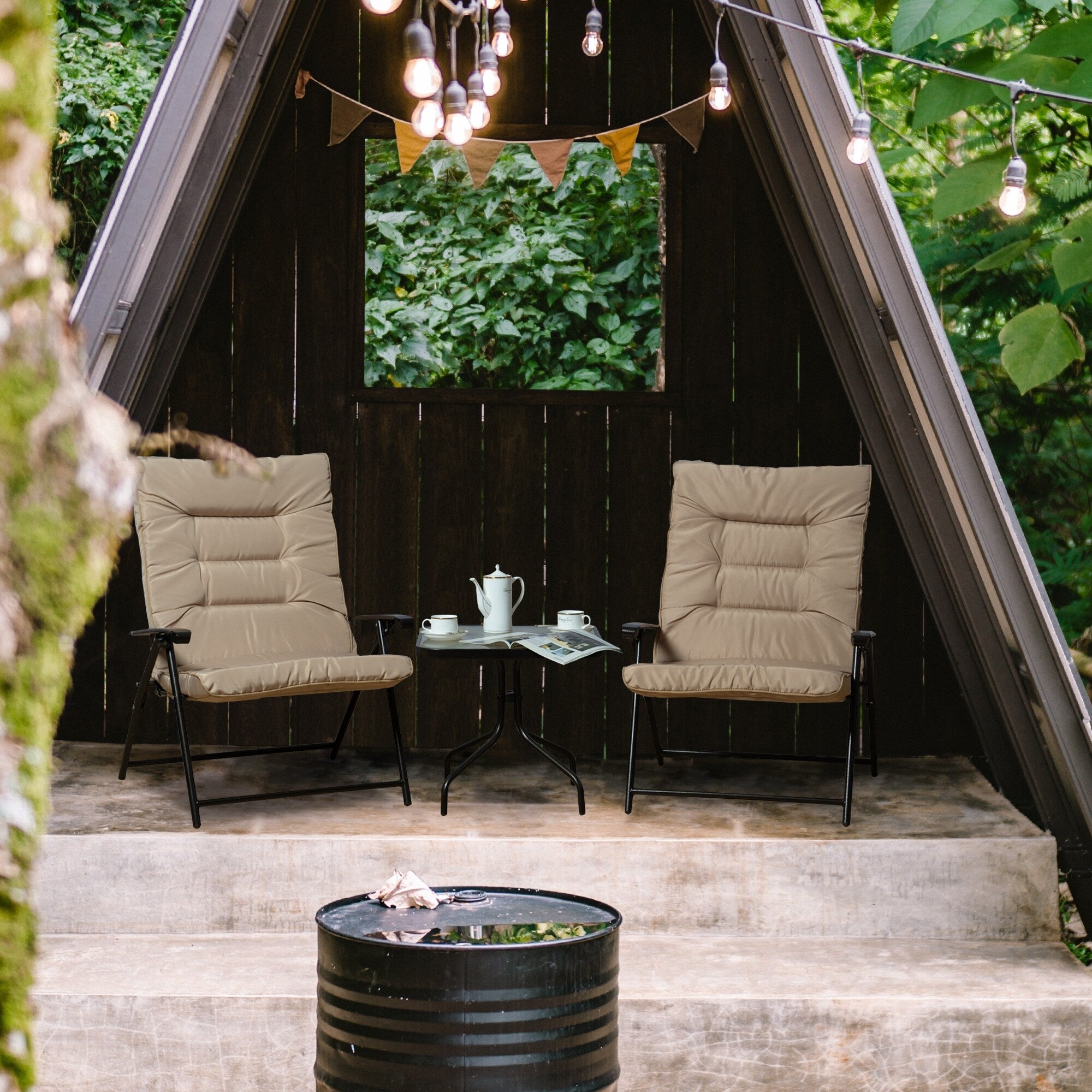 Ensemble bistro pliant rembourré 3 pièces Kozyard Elsa