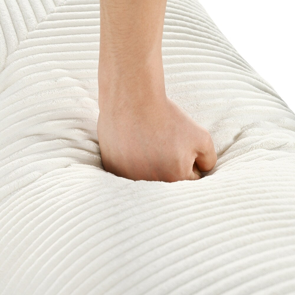 Canapé-lit modulable en forme de L en tissu velours côtelé