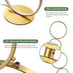 Lampe de sol moderne à LED, dimmable, à 3 intensités lumineuses, avec 5 anneaux, pour coin salon.