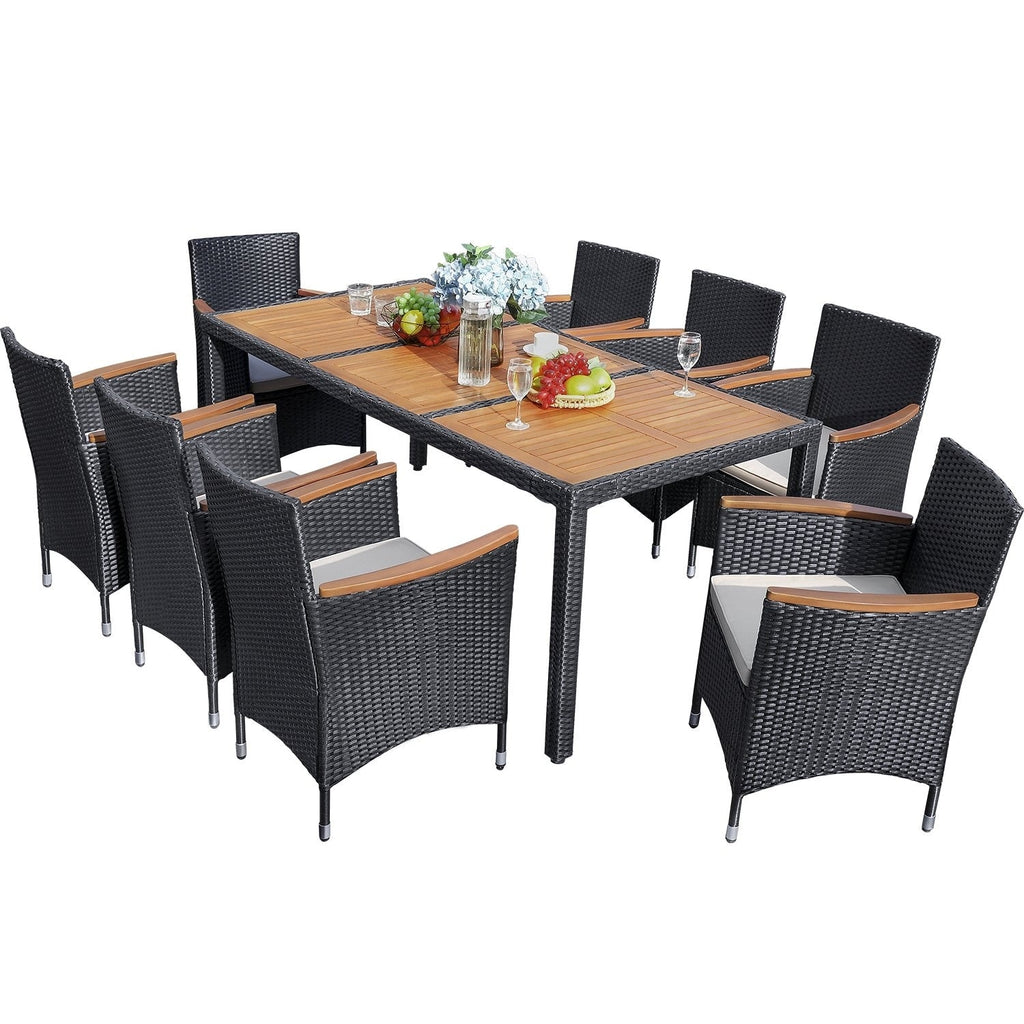 Ensemble de repas de jardin Lacoo en rotin PE/bois d'acacia